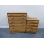 Two matching contemporary chest of drawers, one four drawer, one five drawer, 51x44x70.