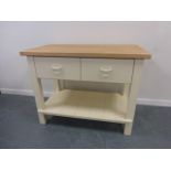 John Lewis of Hungerford Artisan kitchen station with pine top and painted base with twin drawers