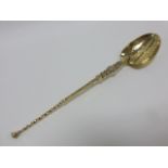 A large silver gilt anointing spoon of Medieval style ,