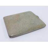 Shagreen covered silver cigarette case hallmarked Birmingham 1935 by maker P H Vogel.