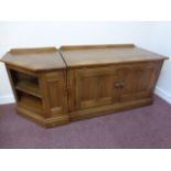 Ercol Golden Dawn cabinet & end unit, together measure 141x49x58cms.