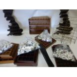 Large collection of assorted ceramic thimbles and display shelves.