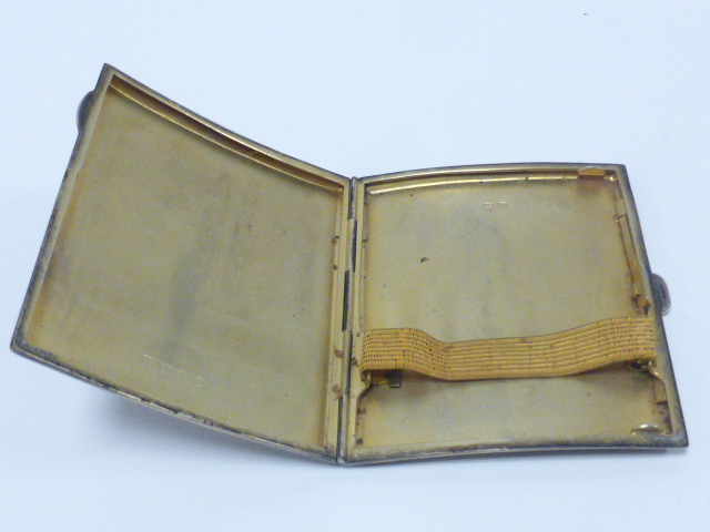 Silver cigarette case hallmarked Birmingham 1928 by Martin Hall & Co Ltd, 97g. - Image 2 of 3