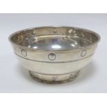 Silver footed bowl with studded band decoration, hallmarked Birmingham 1933 by Barker Bros Ltd, 10.