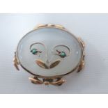 Victorian 9ct rose gold mounted 'Forget-me-not' brooch with gold and turquoise bead decoration on a