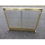 Fire screen with pierced metal frame with pull chain mesh curtain, 97cms in length.