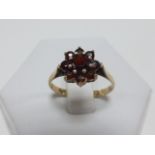 9ct gold Garnet cluster ring, size O.