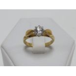 18ct gold solitaire diamond ring, size N.