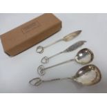 Australian Harold Sargison of Hobart hammered silver preserve spoons (2), butter knife and trowel,