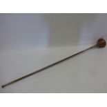 Copper coaching horn, length 122.5cm.