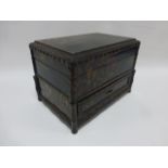 Oriental chest with hinged lid and single drawer, 32x22x22cms.