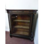 Victorian ebonised and inlaid figured walnut glazed pier cabinet,