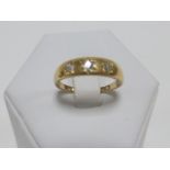 15ct gold (tested) ring set with three d