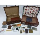 Two 20thC small suitcases one containing