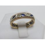 9ct gold blue and white Sapphire band, s