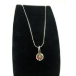 9ct white gold crystal pendant necklace