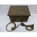 Art Nouveau fireside coal box and two ca