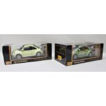 TWO MAISTO SPECIAL EDITION 1:18 SCALE DIE-CAST MODEL VOLKSWAGEN NEW BEETLE in original vendors box