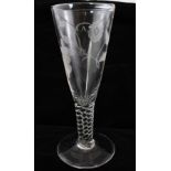 A LARGE LATE 19TH CENTURY JACOBITE STYLE GOBLET the tapering bowl engraved with a rose and two buds,