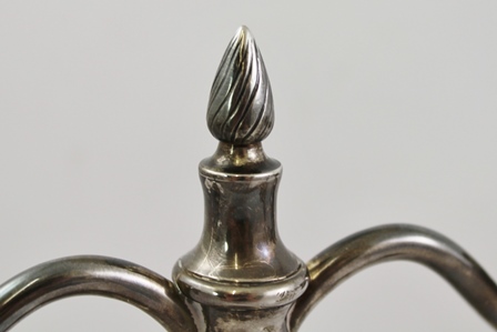 GUILD OF HANDICRAFT A PAIR OF WROUGHT SILVER TWO-BRANCH CANDELABRUM, each with a central fixed flame - Image 2 of 6