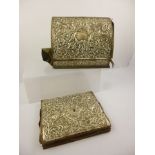 AN EDWARDIAN SILVER MOUNTED STATIONERY BOX having applied pressed foliate decorated front with