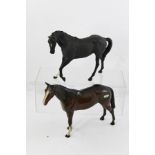 A BESWICK "BLACK BEAUTY" HORSE, no. 2466, in matt black with white blaze and sock, together with a