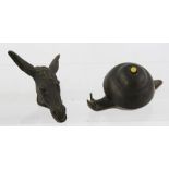 AN EARLY TO MID 20TH CENTURY NOVELTY TABLE BELL in the form of a snail, together with a cast metal