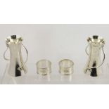 WALKER AND HALL A PAIR OF EDWARDIAN SILVER VASES OF ART NOUVEAU DESIGN, waisted form with flowing