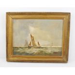 DOROTHY LIGHTFOOT "Passing Clouds", a 20th century study of Stour barges in choppy seas, an Oil on