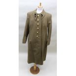 A WORLD WAR II DOCTOR'S MILITARY GREAT COAT with brass buttons and rank badges