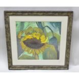 WAVENEY FREDRICK Sunflower, pastel drawing, signed, 40cm square, in painted, glazed frame