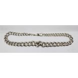 A GRADUATED CURB LINK SILVER SINGLE ALBERT with dog clip clasp