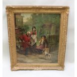 WILLIAM LANGLEY A late 19th century study depicting a Chelsea Pensioner, two girls and a Jack