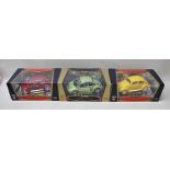 THREE BURAGO DIE-CAST 1:18 SCALE SPECIAL COLLECTION MODELS OF VW BEETLES, two original beetle model,