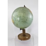 EDWIN HAMMAR, STOCKHOLM A TERRESTRIAL GLOBE 1:38000,000 SCALE on original teak stand with inset