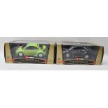 TWO BURAGO 1:24 SCALE VOLKSWAGEN NEW BEETLE CUP 2000 and new beetle 1998 boxed models