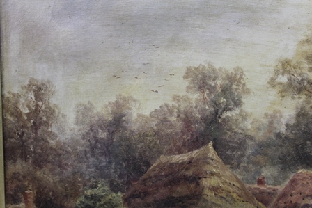 FELIX HILAIRE BUHOT A possibly Kent village scene with shepherd - Image 5 of 9