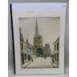 L.S. LOWRY "Burford Church" a limited edition colour Print, no.185 of 850, published by Grove