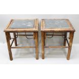 A PAIR OF LATE 19TH CENTURY BAMBOO AND LACQUERED OCCASIONAL TABLES in the Aesthetic taste, 40cm