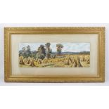 ENGLISH SCHOOL A summer landscape in Worcestershire, depicting cornfield with stooks, a Watercolour,