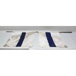 A PAIR OF FIRST WORLD WAR SIGNAL FLAGS having white ground with a central blue stripe (vendors