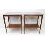 A PAIR OF LATE VICTORIAN/EDWARDIAN MAHOGANY AND SATINWOOD CROSSBANDED OCCASIONAL TABLES, each having