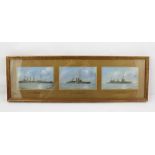 A SET OF THREE HAND COLOURED PRINTS depicting Royal Navy Ships which served in the battle of Jutland