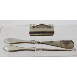 MAPPIN & WEBB A THREE PIECE SILVER PART VANITY SET having engine turned and bright cut decoration,