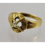 A DIAMOND SOLITAIRE, having old cut period stone in tooled mount with plain shank, size K