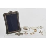 A COLLECTION OF SILVER ITEMS, to include a "Tiffany & Co." heart shaped page marker, a "Tiffany &