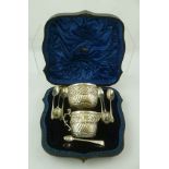 JAMES WAKELY AND FRANK CLARKE WHEELER A LATE VICTORIAN PRESENTATION CASED SILVER SET comprising;