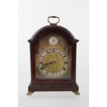 GARRARD & CO of REGENT STREET A 1980's mahogany finished Georgian style TIMEPIECE having arched case