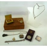 A SELECTION OF ITEMS, to include a lady's pocket watch/wrist watch conversion in gold coloured metal