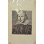 AFTER MARTIN DROESHOUT "Portrait of William Shakespeare", an Engraving, (possibly a frontis